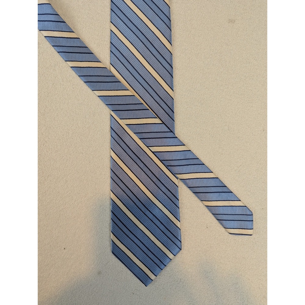 Brooks Brothers 346 Striped Silk Necktie Blue Cream Black Mens‎ Business Formal